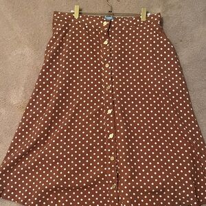 Draper James Brown A-Line Skirt with White Dots